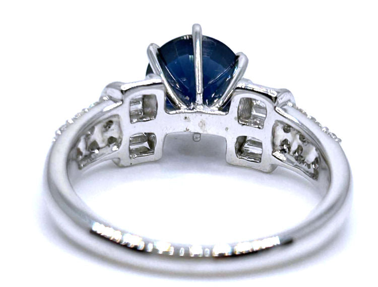 2.55ctw Diamond and Ceylon Sapphire Set in 18K White Gold Ring