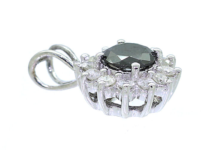1.00ct Black & White Diamond Necklace in 18K & 14K White Gold
