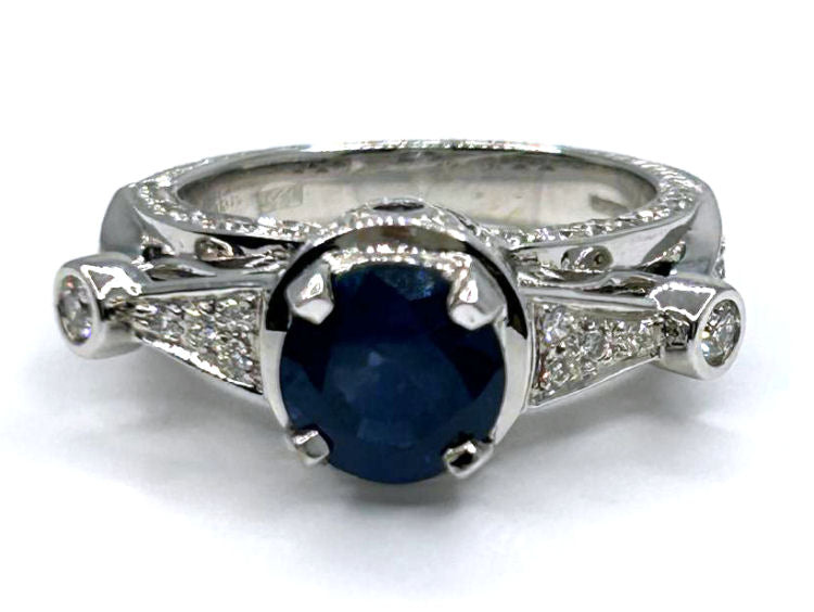 2.57ct Ceylon Sapphire & Diamond Ring in 18K White Gold