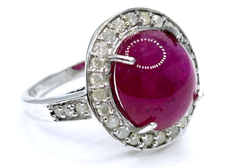 10.25ct Ruby & Diamond Ring in 14k White Gold