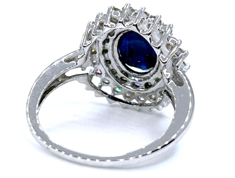 2.60 ctw Diamond and Sapphire Set in 18K White Gold Ring