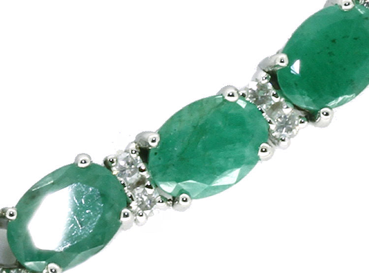 37.00ct Emerald & Diamond Necklace in 14K White Gold