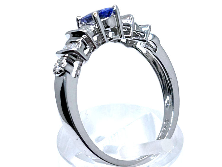 0.84ct Tanzanite & Diamond Ring in 18K White Gold