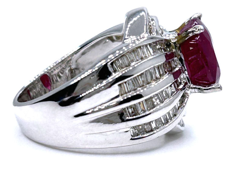 4.30ct Ruby & Diamond Ring in 14K White Gold