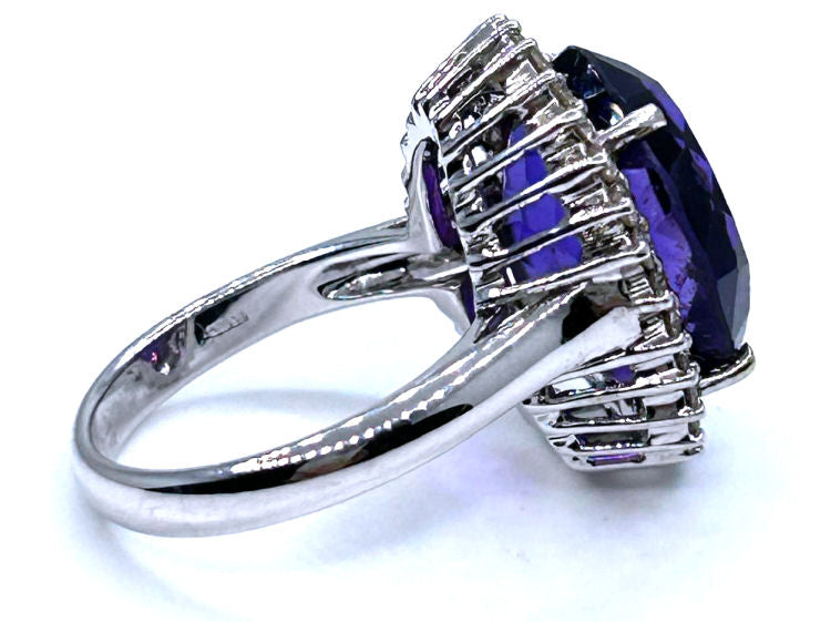 7.49ct Amethyst and Diamond Ring in 14k White Gold