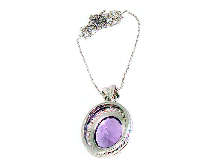 4.60ct Amethyst and Diamond Necklace In 14kt White Gold