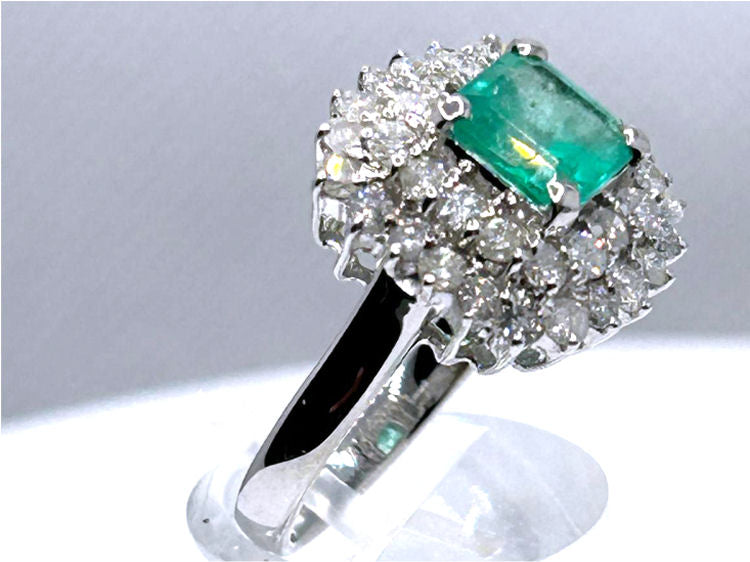 2.40ct Emerald & Diamond Ring in 18K White Gold