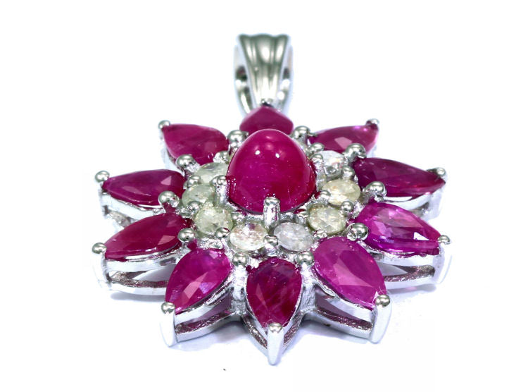 3.24ct Ruby & Diamond Necklace in 18K White Gold