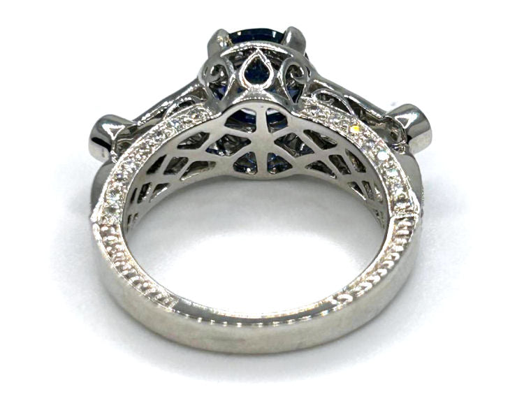 2.57ct Ceylon Sapphire & Diamond Ring in 18K White Gold
