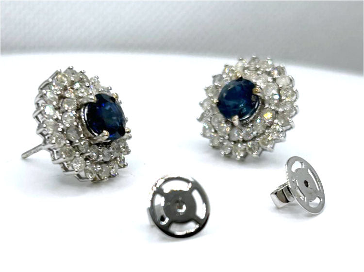 5.58ct Ceylon Sapphire & Diamond Earrings in 12K White