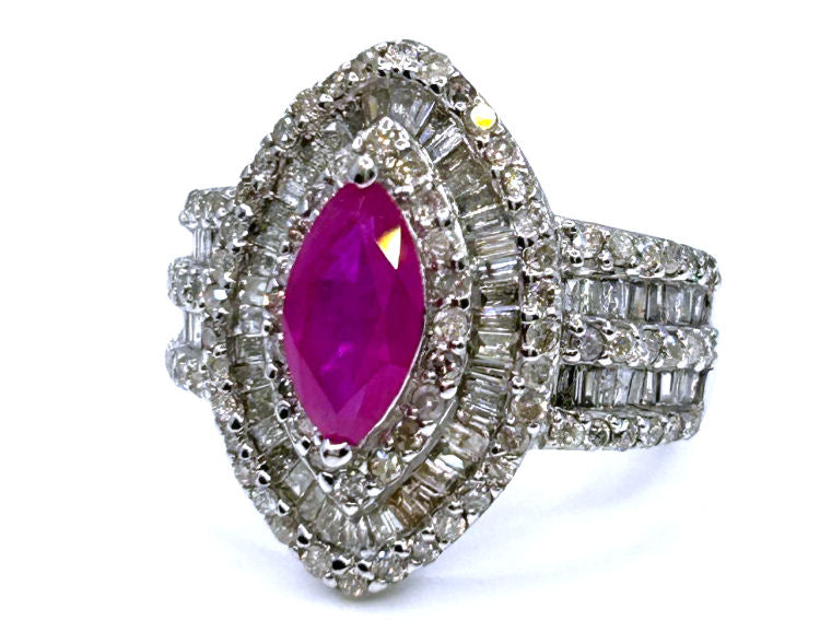 3.16ct Ruby & Diamond Ring in 14K White Gold