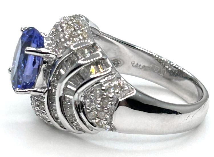 3.14ct Tanzanite & Diamond Ring in 14K White Gold