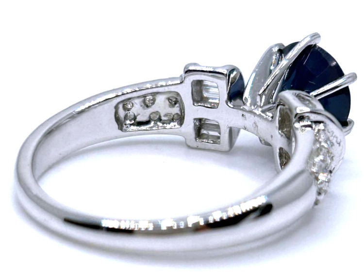 2.55ctw Diamond and Ceylon Sapphire Set in 18K White Gold Ring