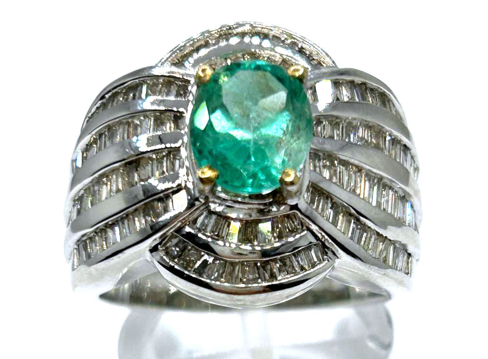 3.20ct Emerald & Diamond Ring in 18K White Gold