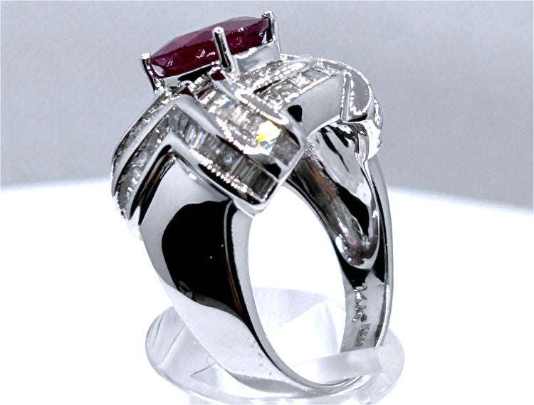 4.41ct Ruby & Diamond Ring in 18K White Gold