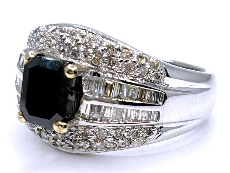 2.06ct White & Black Diamond Ring in 14k White Gold