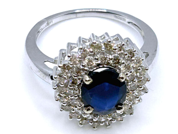 2.60 ctw Diamond and Sapphire Set in 18K White Gold Ring