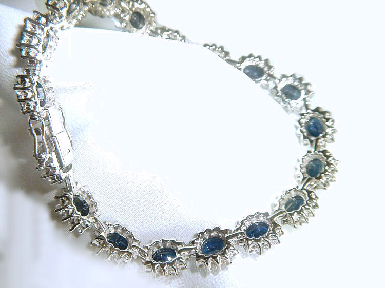 19.15ct Sapphire & Diamond Bracelet in 14K White Gold