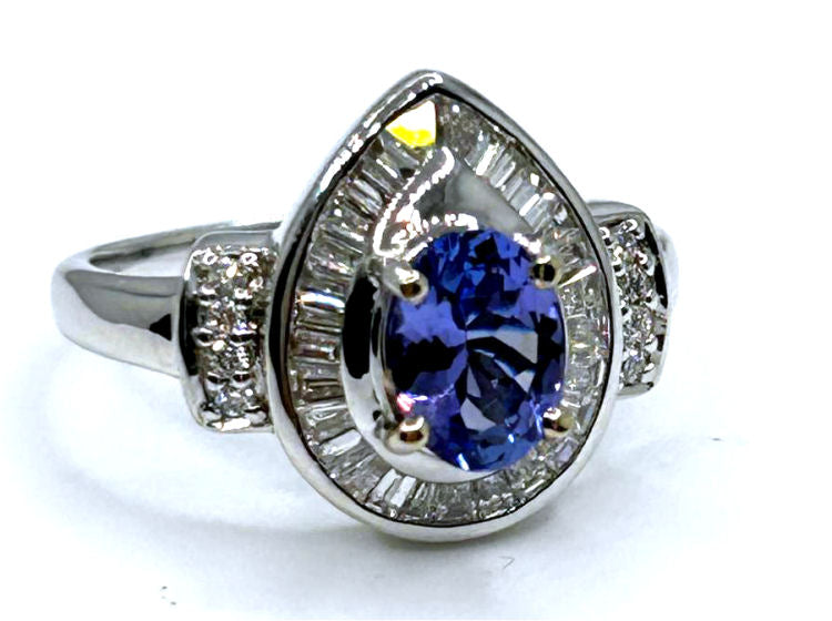1.90ct Tanzanite & Diamond Ring in 18K White Gold