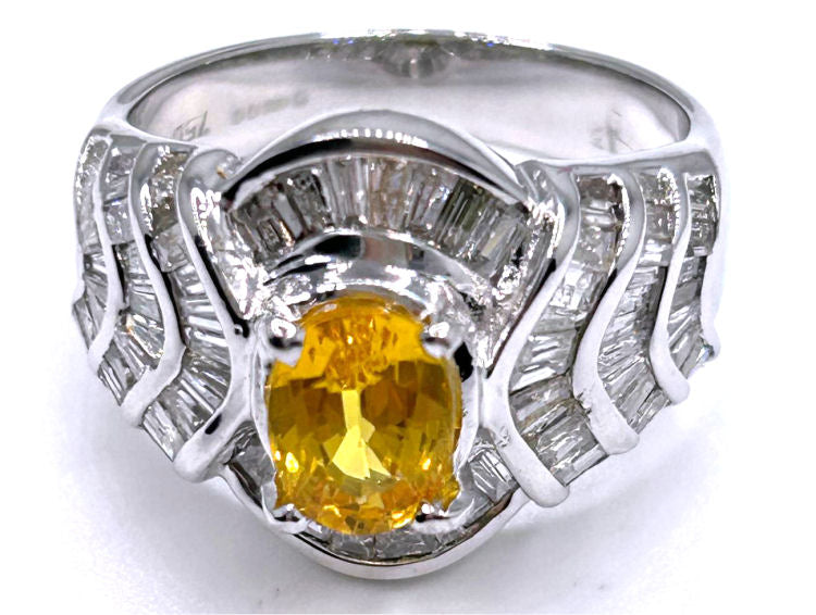 2.31ct Sapphire & Diamond Ring in 18K White Gold