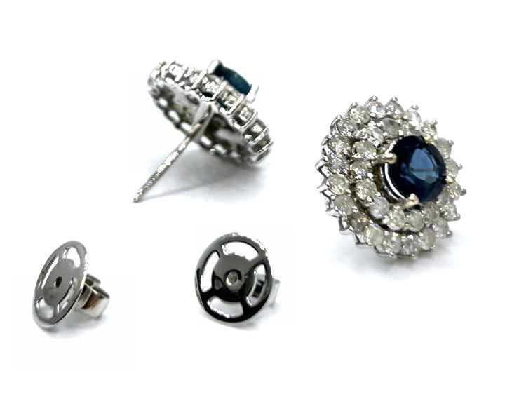 5.58ct Ceylon Sapphire & Diamond Earrings in 12K White