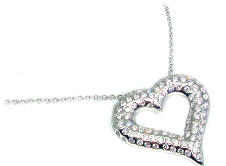 0.39ct Heart-Shaped Diamond Necklace in 18K White Gold