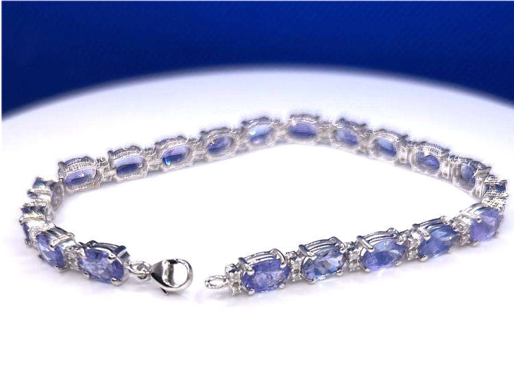 19.30ct Tanzanite & Diamond Bracelet in 14K White Gold