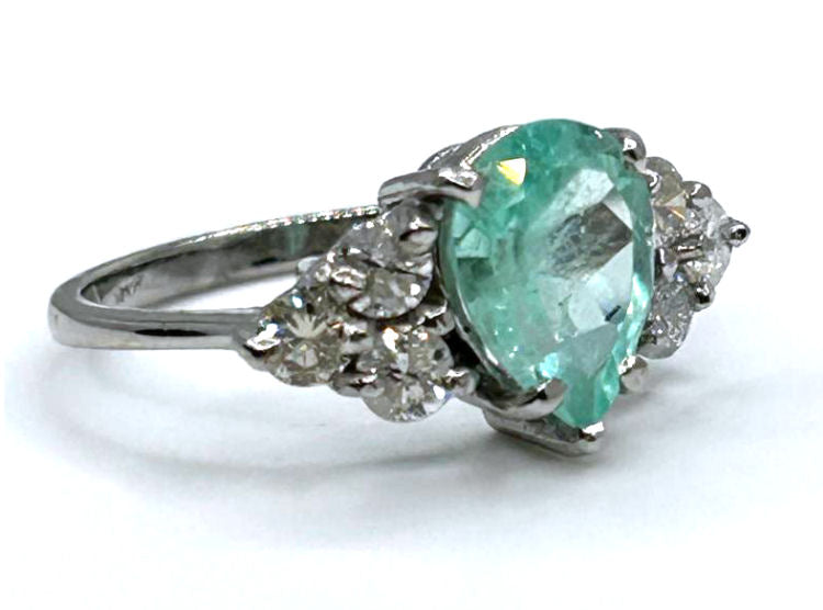 3.20ct Colombian Emerald & Diamond Cluster Ring in 14K White Gold