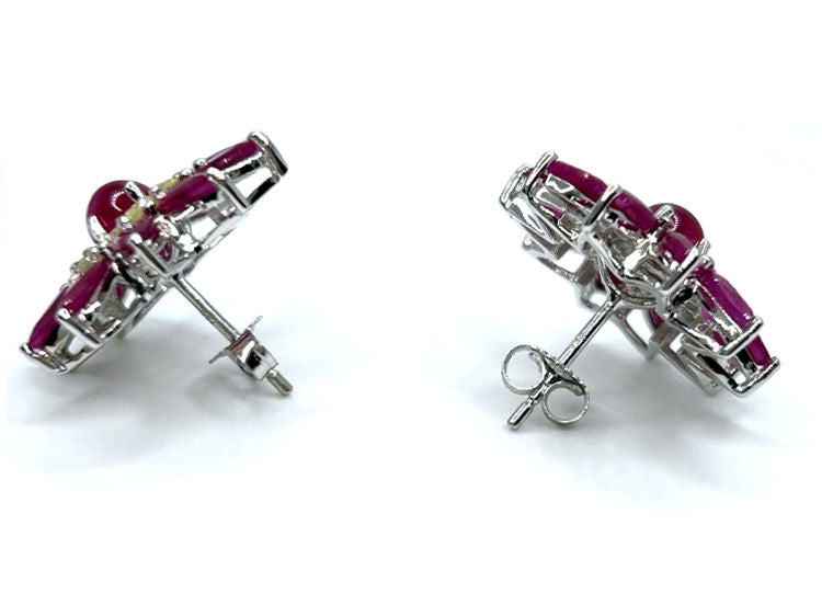6.47ct Ruby & Diamond Earrings in 18K White Gold