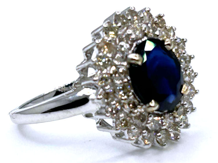 2.60 ctw Diamond and Sapphire Set in 18K White Gold Ring