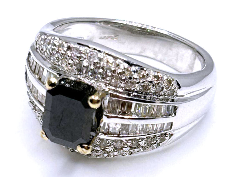 2.06ct White & Black Diamond Ring in 14k White Gold