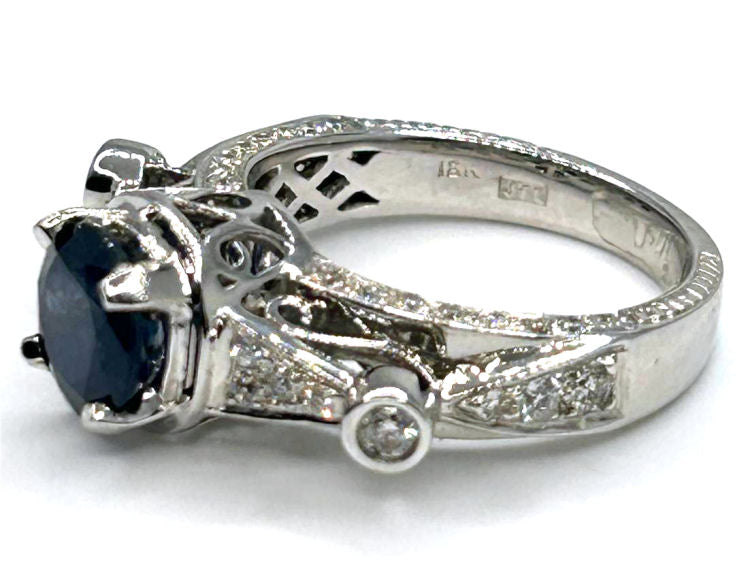 2.57ct Ceylon Sapphire & Diamond Ring in 18K White Gold