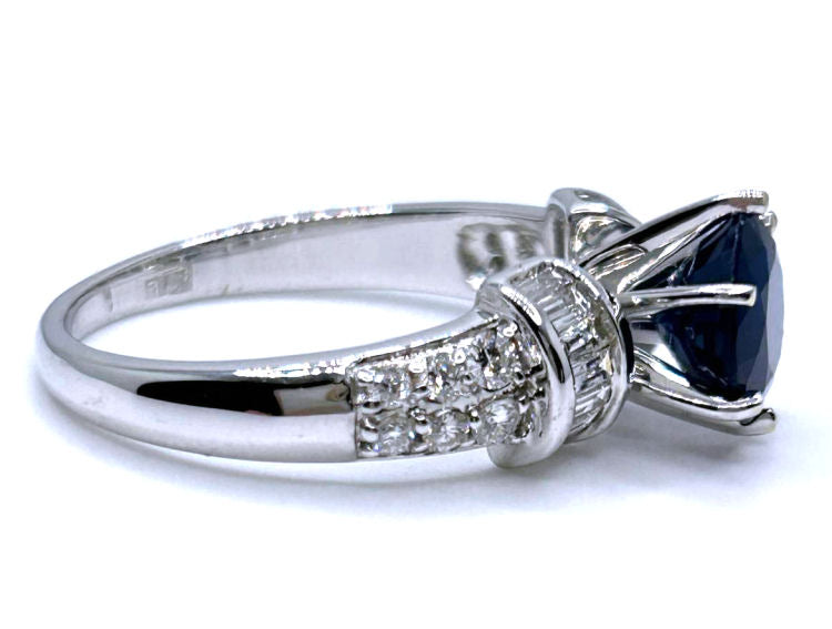 2.55ctw Diamond and Ceylon Sapphire Set in 18K White Gold Ring