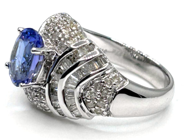 3.14ct Tanzanite & Diamond Ring in 14K White Gold