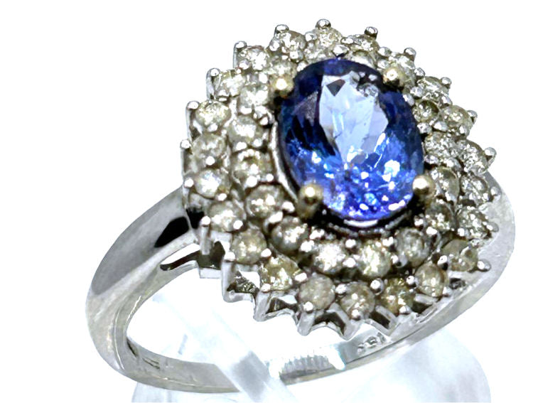 3.26 ctw Diamond and Tanzanite Set in 18K White Gold Ring