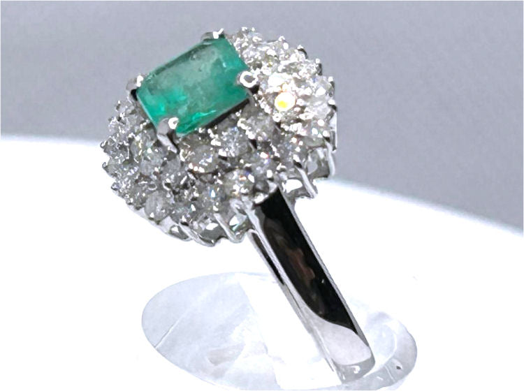 2.40ct Emerald & Diamond Ring in 18K White Gold