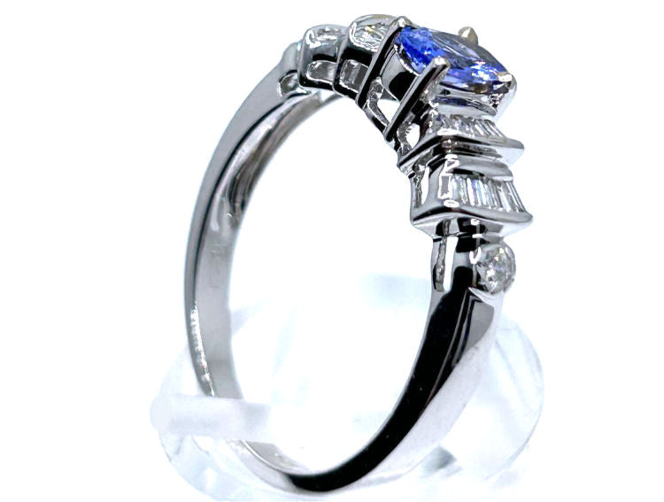 0.84ct Tanzanite & Diamond Ring in 18K White Gold