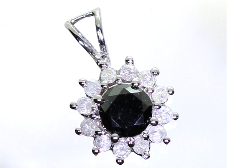 1.00ct Black & White Diamond Necklace in 18K & 14K White Gold
