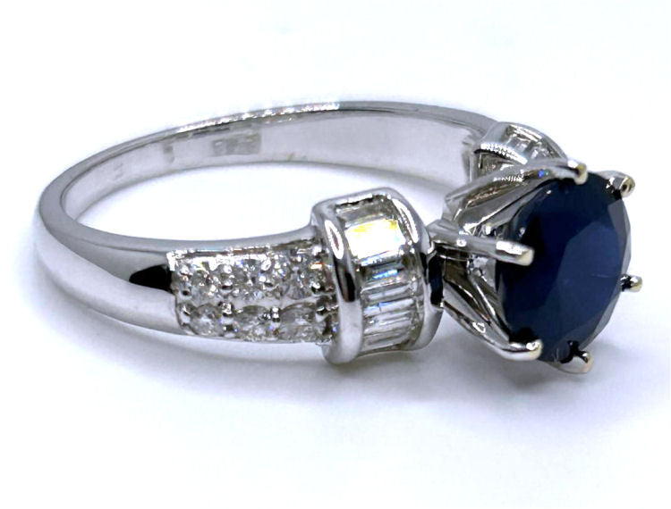 2.55ctw Diamond and Ceylon Sapphire Set in 18K White Gold Ring