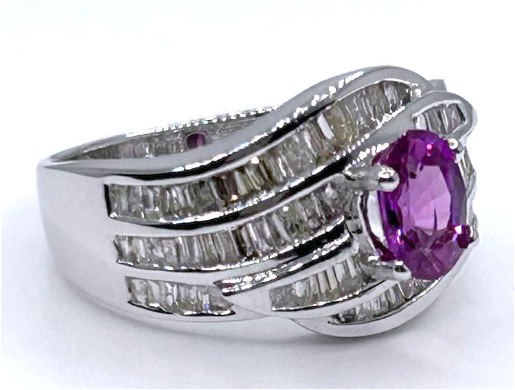 2.25ct Sapphire & Diamond Ring in 18K White Gold