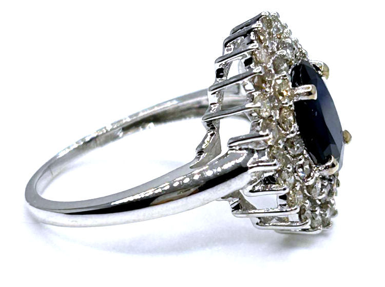 2.60 ctw Diamond and Sapphire Set in 18K White Gold Ring