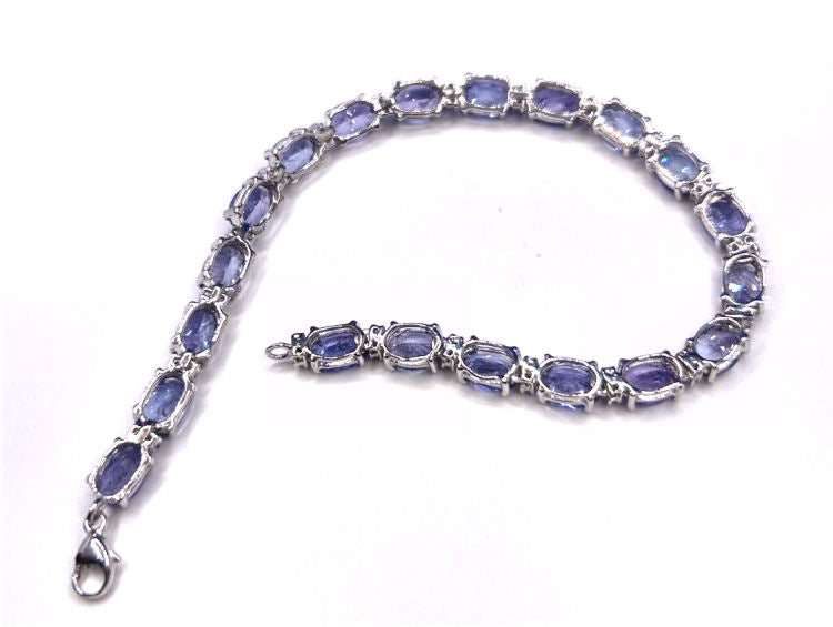 19.30ct Tanzanite & Diamond Bracelet in 14K White Gold