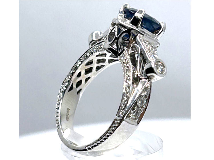 2.57ct Ceylon Sapphire & Diamond Ring in 18K White Gold