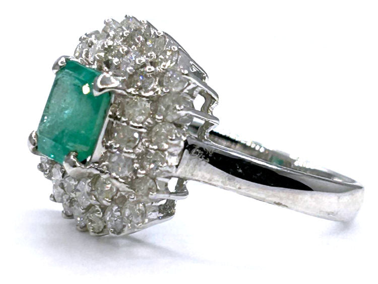 2.40ct Emerald & Diamond Ring in 18K White Gold