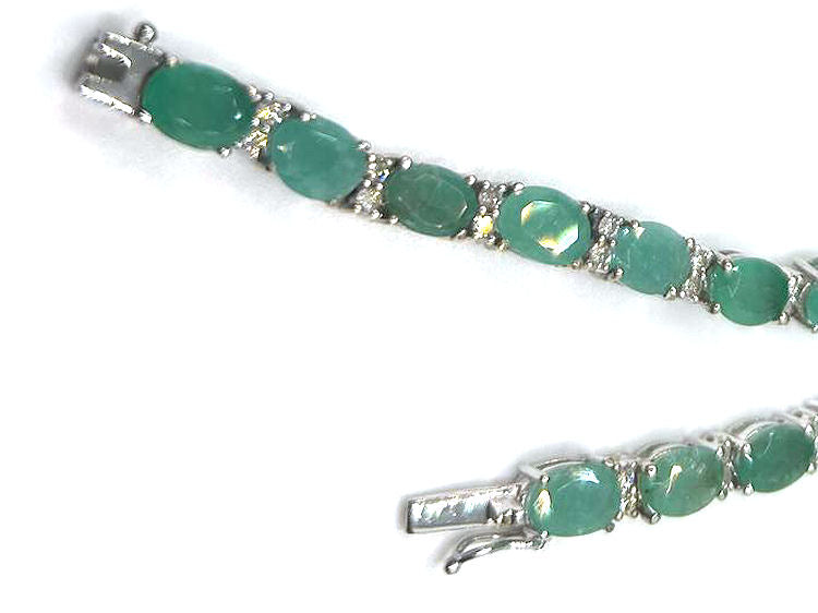 37.00ct Emerald & Diamond Necklace in 14K White Gold