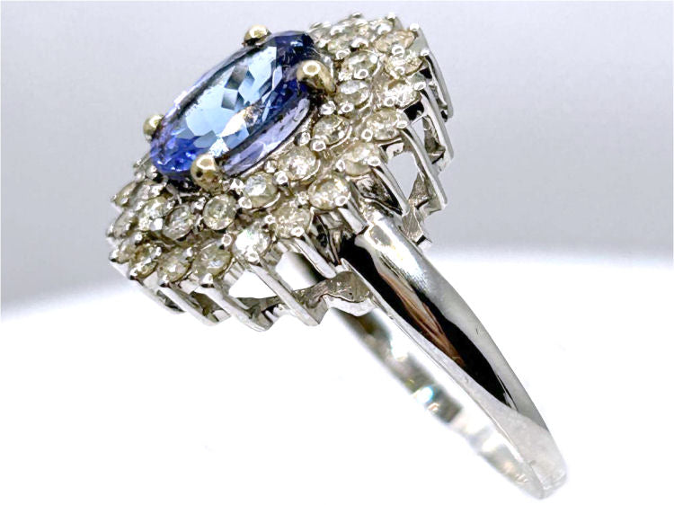 3.26 ctw Diamond and Tanzanite Set in 18K White Gold Ring