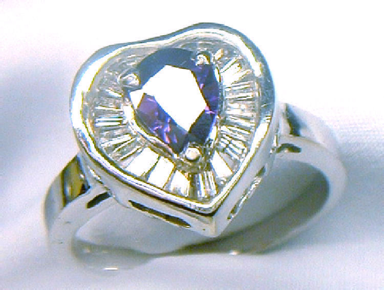 1.50ct Amethyst & Diamond Ring in 14K White Gold