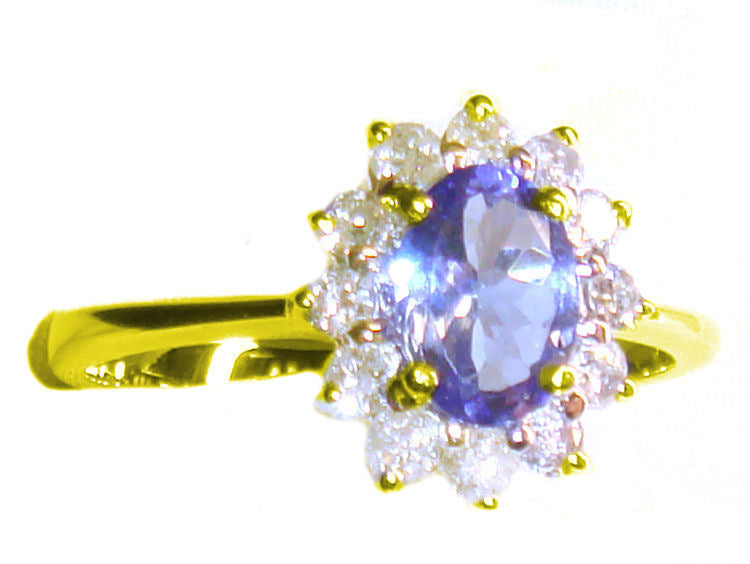 1.14ct Tanzanite & Diamond Ring in 14K Yellow Gold