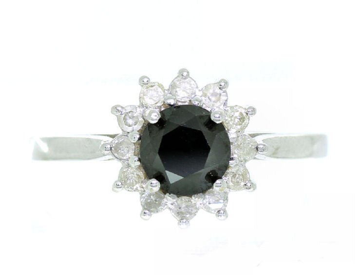 1.00ct Black & White Diamond Ring in 14K White Gold