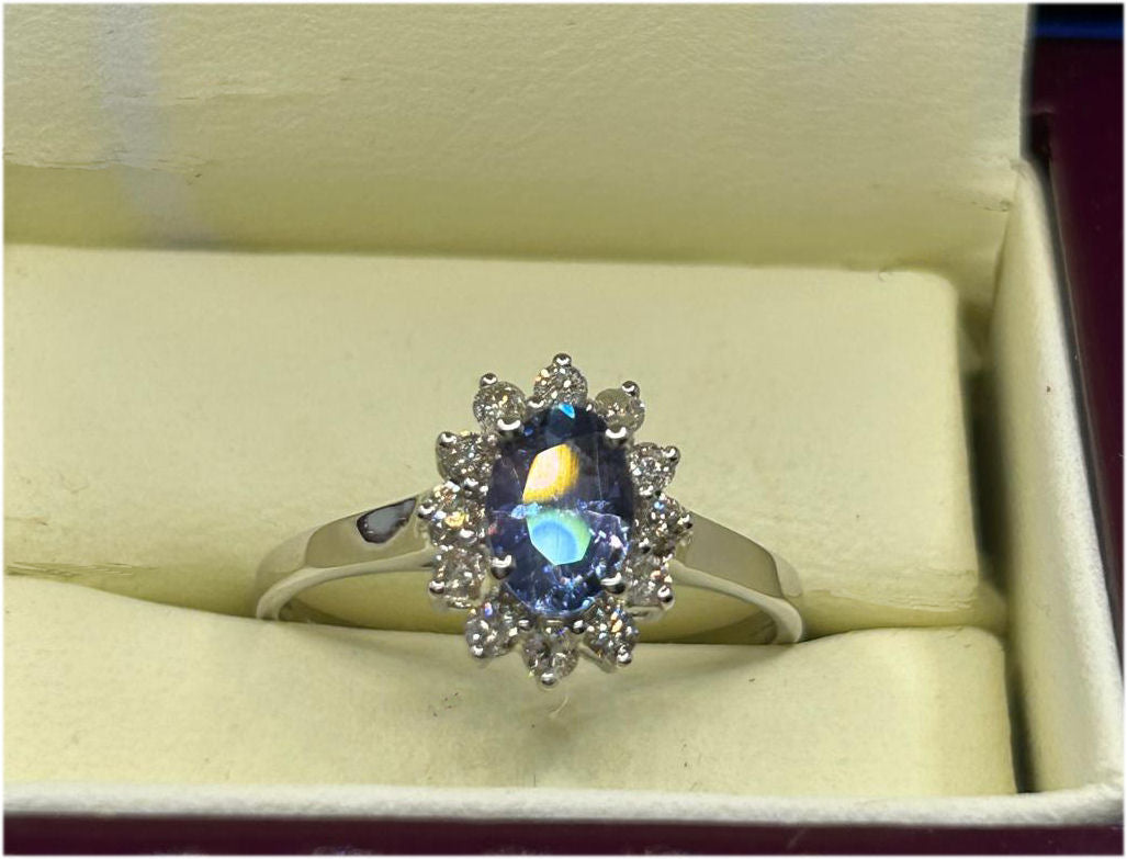 1.14ct Tanzanite & Diamond Ring in 14K White Gold